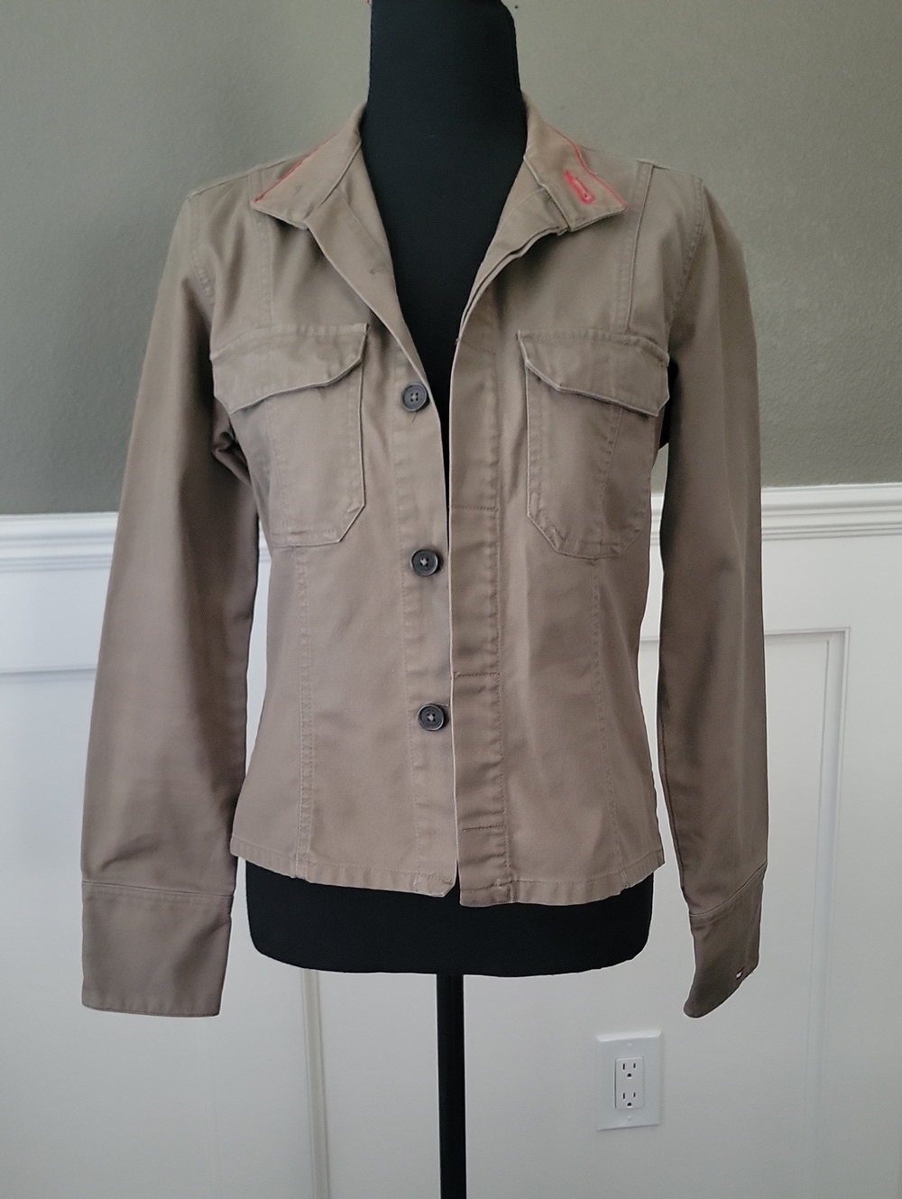 Tommy Hilfiger Women's Taupe Utility Button-Front Jacket
